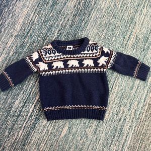 Janie and Jack Blue Bear Sweater 3 - 6 months